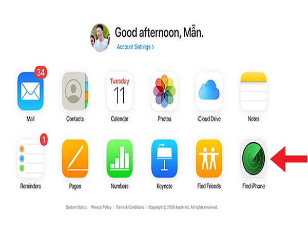 Chọn Find My iPhone là bước làm thế nào để mở khóa iphone

